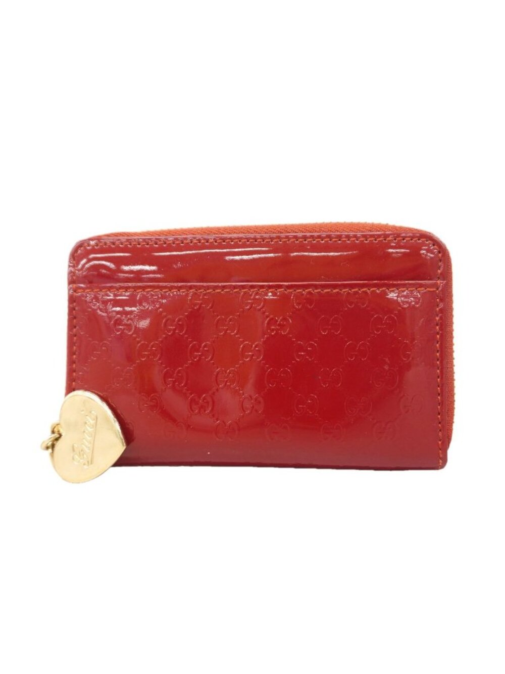 Gucci Coin Purse Micro Guccissima Patent Red Champagne Gold
